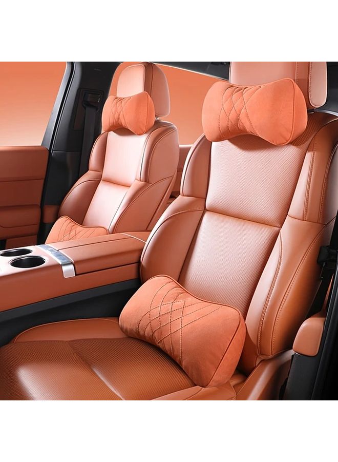 Chongqing Coffee Universal Car Headrest Pillows Rhombus Embossed PU Leather Ergonomic Neck Back Support - Image 3